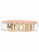 Moschino ceinture en cuir à plaque logo - Blanc