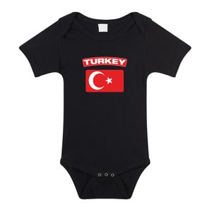 Turkey romper met vlag Turkije zwart voor babys