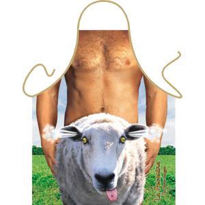 Keukenschort Man met schaap - fun cadaeau met foto print - Heren - BBQ schort - Suggestief