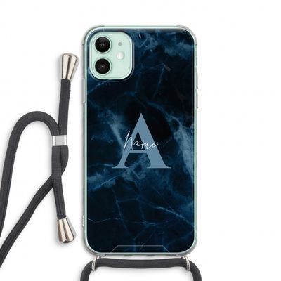 Midnight Marble: iPhone 11 Transparant Hoesje met koord