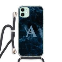 Midnight Marble: iPhone 11 Transparant Hoesje met koord