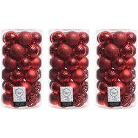 111x Kunststof kerstballen mix kerst rood 6 cm kerstboom versiering/decoratie   -