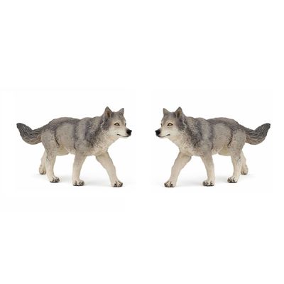 Set van 3x stuks plastic speelgoed figuur grijze wolf/wolven 12 cm