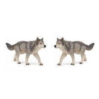 Set van 3x stuks plastic speelgoed figuur grijze wolf/wolven 12 cm