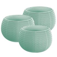 Set van 3x stuks plantenpotten/bloempotten kunststof dia 24 cm en hoogte 16 cm mintgroen