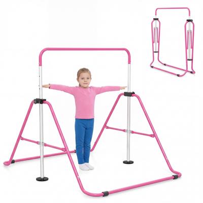 Opvouwbare Gymnastiekstang voor Kinderen in Hoogte Verstelbare Horizontale Kip-Trainingsstang met Antislipbasis-Roze