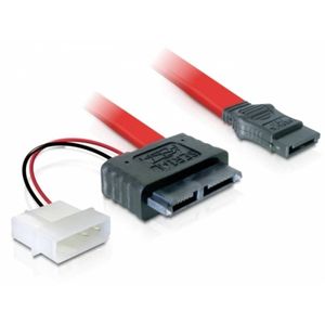 DeLOCK Cable SATA Slimline female + 2pin power > SATA SATA-kabel 0,3 m Rood