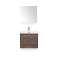 Dante Badmeubelset 60 cm - Tabacco - Keramische Wastafel Wit Cover - met Spiegelkast