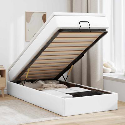 Ottoman bed met matras 90x190cm kunstleer wit