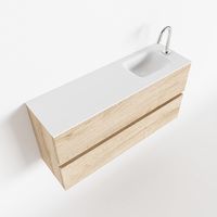 Toiletmeubel Mondiaz Ada | 100 cm | Meubelkleur Washed oak | Lex wastafel Talc Rechts | 1 kraangat