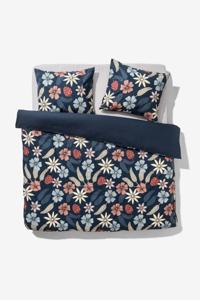 HEMA Dekbedovertrek Zacht Katoen 200x200/220 Bloemen Blauw (blauw)