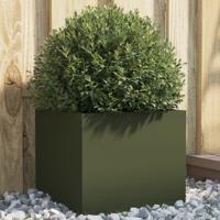 VidaXL Plantenbak 32x30x29 cm staal olijfgroen