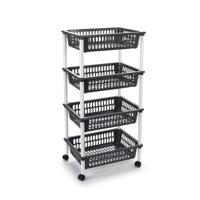 Plasticforte Keukentrolley op wieltjes - 4-laags - antraciet - kunststof - 40x50x85 cm Plasticforte Keukentrolley op wieltjes - 4-laags - antraciet - kunststof - 40x50x85 cm