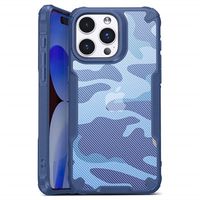 iPhone 15 Pro Max Anti-Shock Hybride Hoesje - Camouflage - Blauw