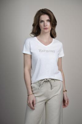 Elvira Casuals T-shirt Harmony E2 26-017 T-shirt Korte Mouw 130 Off White - Silver