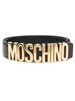 Moschino ceinture en cuir à plaque logo - Noir - thumbnail