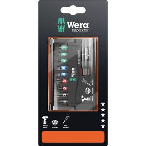 Wera 8740/51/55/67-9/IMP DC 05073980001 Bitset 10-delig Kruiskop Phillips, Kruiskop Pozidriv, Inbus, Binnen-Torx Impactor technologie