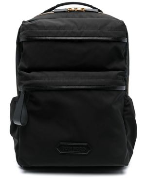 TOM FORD sac à dos en cuir à logo embossé - Noir