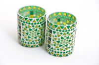 Waxinehouder mozaiek cilinder - Cantara - groen