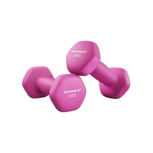 Hexagon dumbbells voor thuis met neopreen coating, Roze / 2 x 1 kg