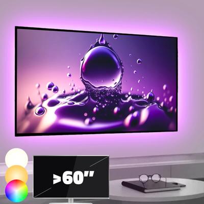 Tv backlight set met 4 RGBWW ledstrips voor tv's >60 inch
