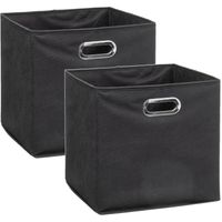 Set van 2x stuks opbergmand/kastmand 29 liter donkergrijs linnen 31 x 31 x 31 cm - Opbergmanden - thumbnail