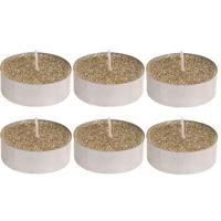 Waxinelichtjes - theelichtjes - goud - 6x stuks - 6 cm - met glitter - kaarsen - kerst