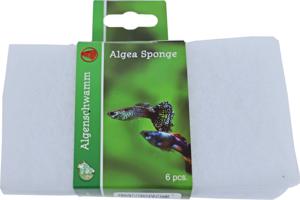 Boon Algenspons Wit 15x8cm Set van 6 - Duurzaam en Veilig voor Helder Aquarium Glas