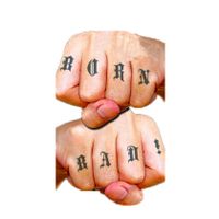 Carnaval verkleed nep tattoo set - hand tattoos - gangster thema - volwassenen - thumbnail