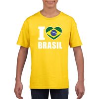 Geel I love Brazilie fan shirt kinderen