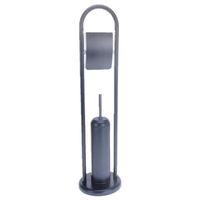 Toiletborstel met toiletrolhouder navy metaal 80 cm - thumbnail