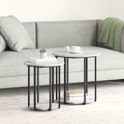 Bijzettafelset 2 pcs Grijs sonoma en Zwart 50 x 50 x 50.5 cm