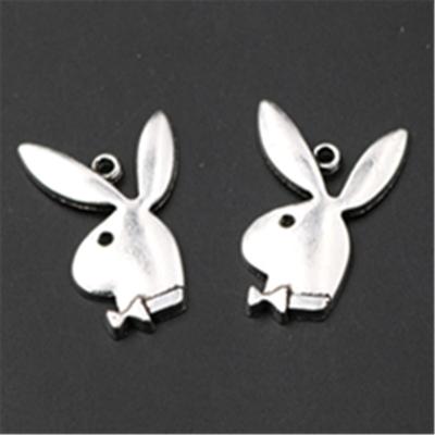 100St antiek zilver knappe konijn gentleman charme oorbel ketting DIY sieraden legering Hangers A792