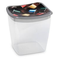 Kunststof koffiecups bewaarbakje 1,1 liter transparant/grijs - Vershoudbakjes - thumbnail