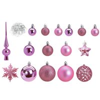 Pakket met 110x stuks kunststof kerstballen/ornamenten met piek roze - thumbnail