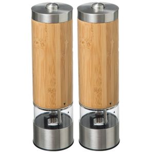 Set van 2x stuks electrische peper/zoutmolens bamboe beige 20 cm