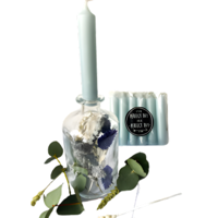 Fles met droogbloemen & kaarsen