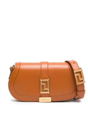 Versace sac porté épaule Mini Greca Goddess en cuir - Marron