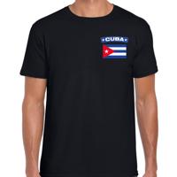 Cuba thema t-shirt - met vlag op borst - zwart - voor heren - landen shirt - supporters