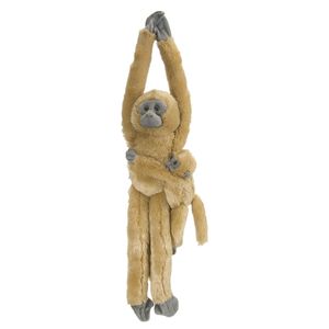 Pluche hangende bruine aap/apen met baby knuffel 51 cm   -