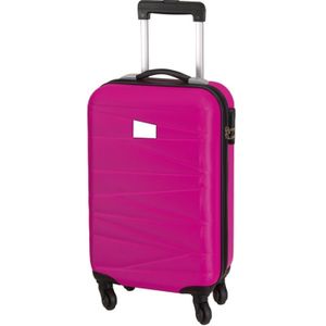 Cabine handbagage reis trolley koffer - met zwenkwielen - 55 x 35 x 20 cm - fuchsia roze