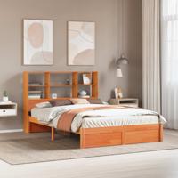 Bedframe met opberghoofdeksel Waskleur Bruin 140 x 200 cm