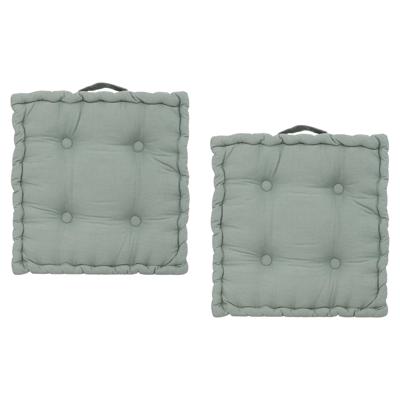 Atmosphera Vloerkussen Square - 2x - lichtgroen - katoen - 38,5 x 38,5 x 8 cm - vierkant - Extra dik