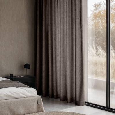 Gordijnen met Linnen Look - Haken of Ringen - Taupe maat: 250 x 150 cm - materiaal: Polyether/Velours - Dekbed-Discounter.nl