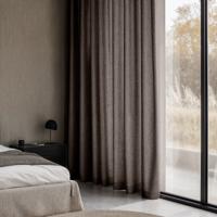 Gordijnen met Linnen Look - Haken of Ringen - Taupe maat: 250 x 150 cm - materiaal: Polyether/Velours - Dekbed-Discounter.nl