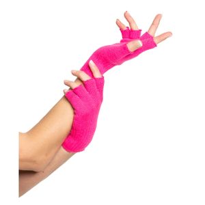 Verkleed handschoenen vingerloos - roze - one size - voor volwassenen