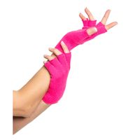 Verkleed handschoenen vingerloos - roze - one size - voor volwassenen - thumbnail
