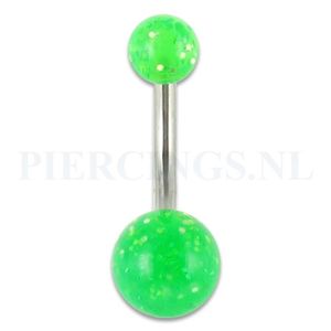 Navelpiercing acryl glitter groen