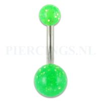 Navelpiercing acryl glitter groen