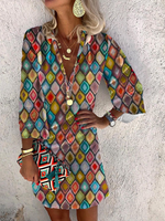 Casual Boho Geometric Printed Dress - thumbnail